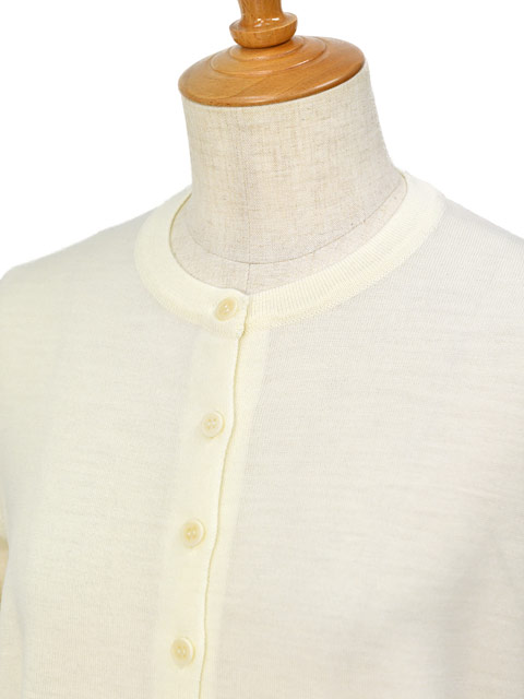 新品同様！JOHN SMEDLEY 30Gカーディガン ホワイト S おまけ付き JOHN SMEDLEY【ジョンスメドレー】クルーネックカーディガン 30G A4781