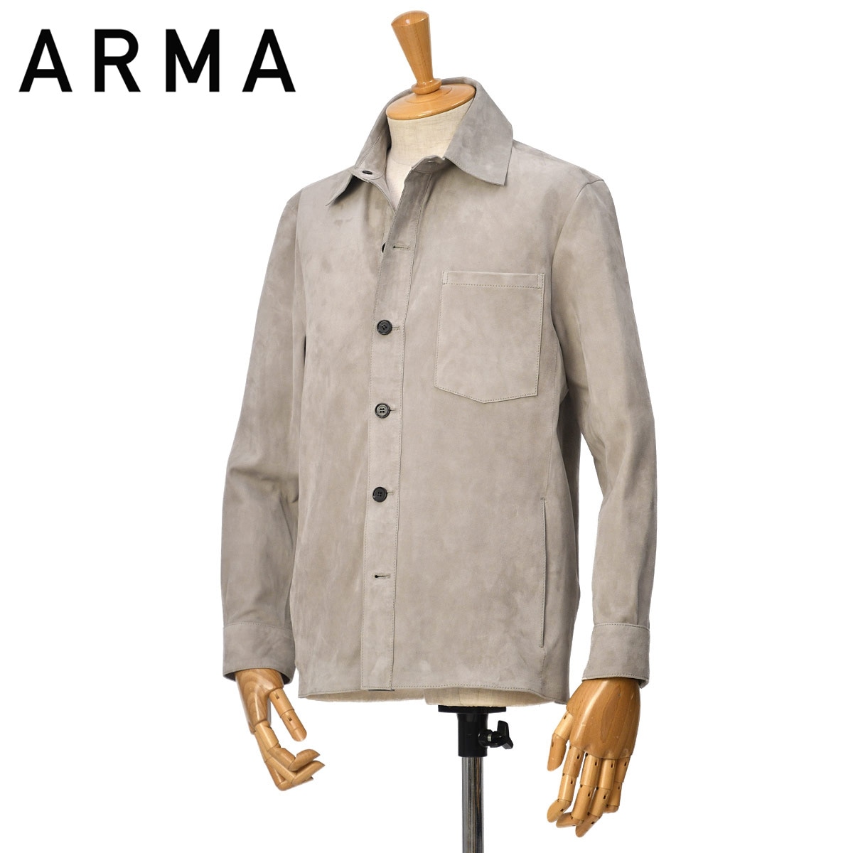 ARMA【アルマ】レザーシャツアウター DINO LIGHT GREY ラムスエード