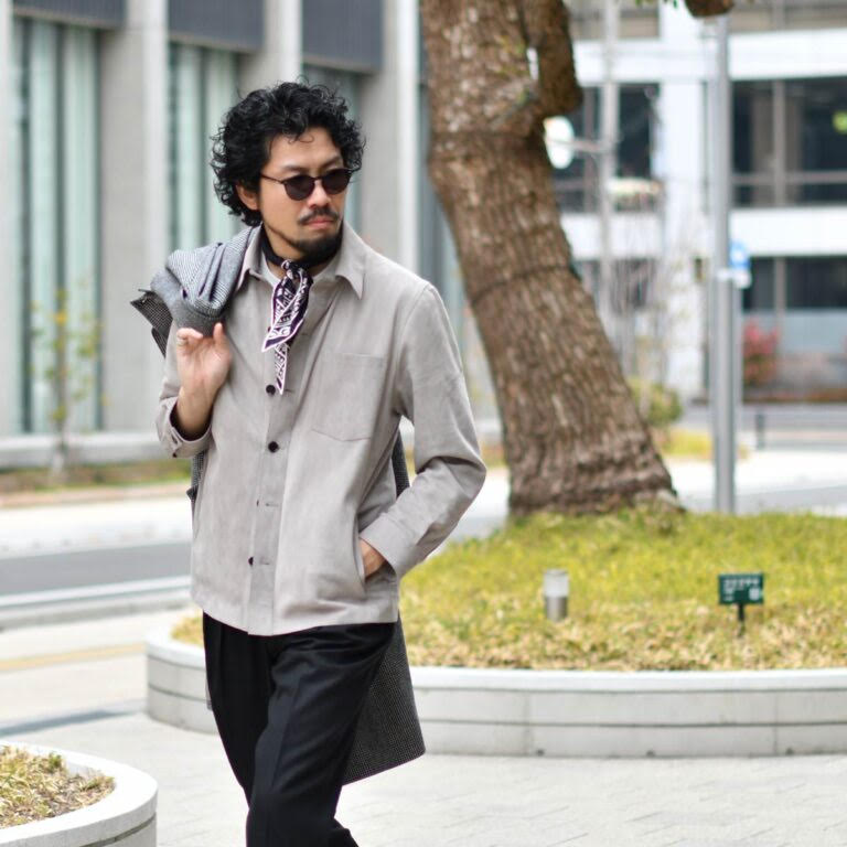 ARMA【アルマ】レザーシャツアウター DINO LIGHT GREY ラムスエード