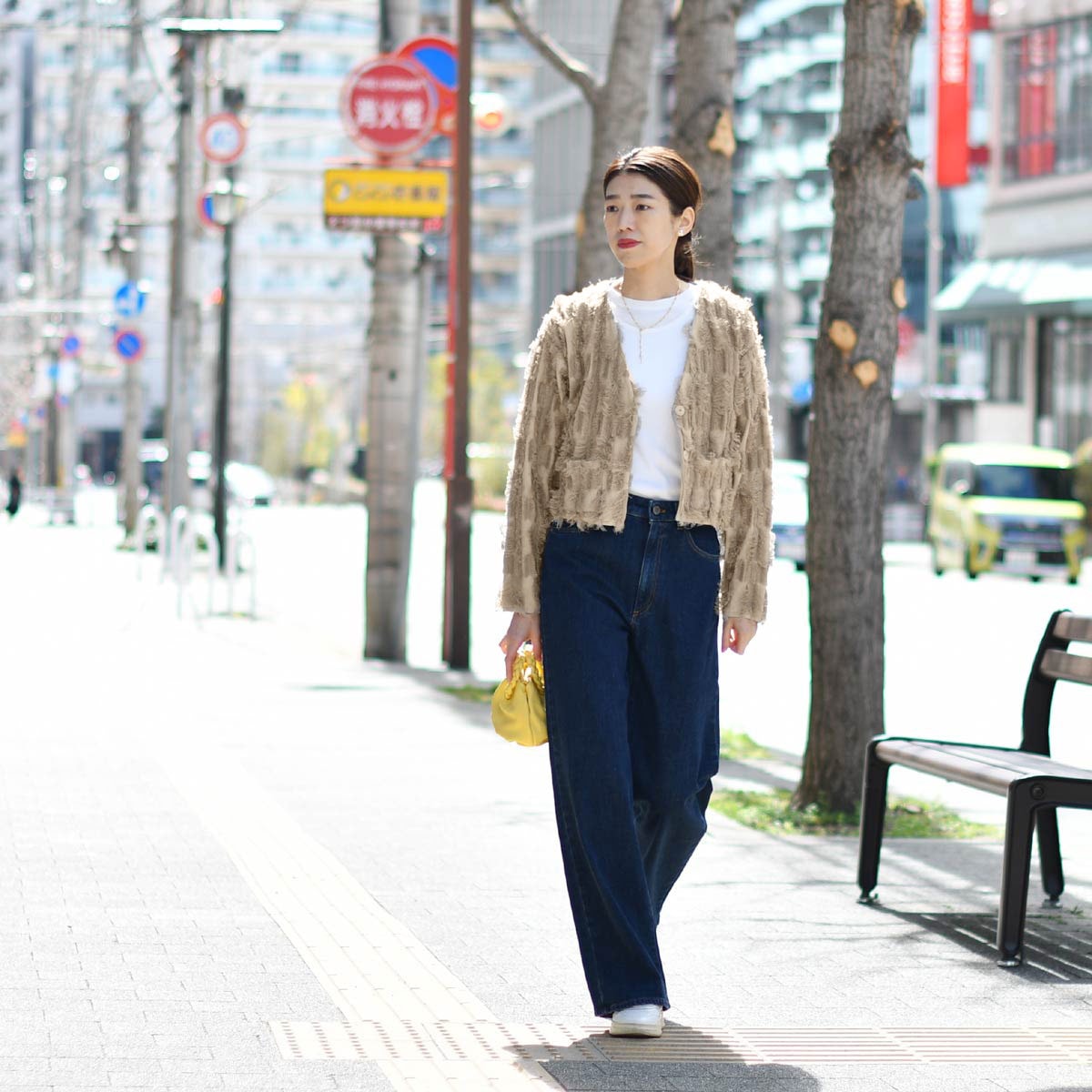 超美品 three dots スリードッツ フリンジ ジャケット カーディガン three dots【スリードッツ】フリンジニットジャケット FJ7001Y 270 ASH