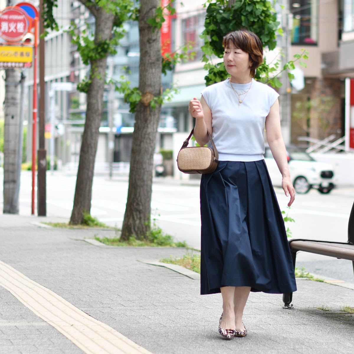 JOHN SMEDLEY【ジョンスメドレー】コットンスカート L03640FS177 NAVY