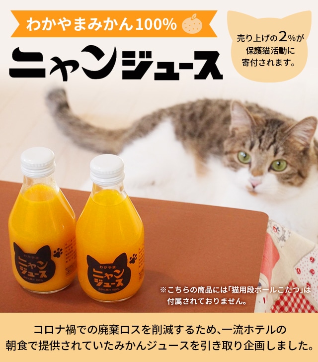 わかやま ニャンジュース 180ml瓶×10本入[送料無料] (和歌山みかん100% ストレート 保護猫活動 オレンジジュース みかんジュース  果汁100%)-鶏肉と、お惣菜のお店 チキンナカタ