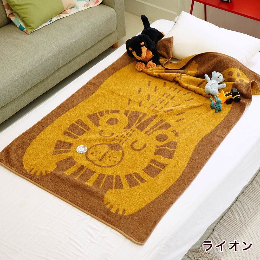 ブランケットバスタオル happy&peace ジュニアケット 日本製 動物柄