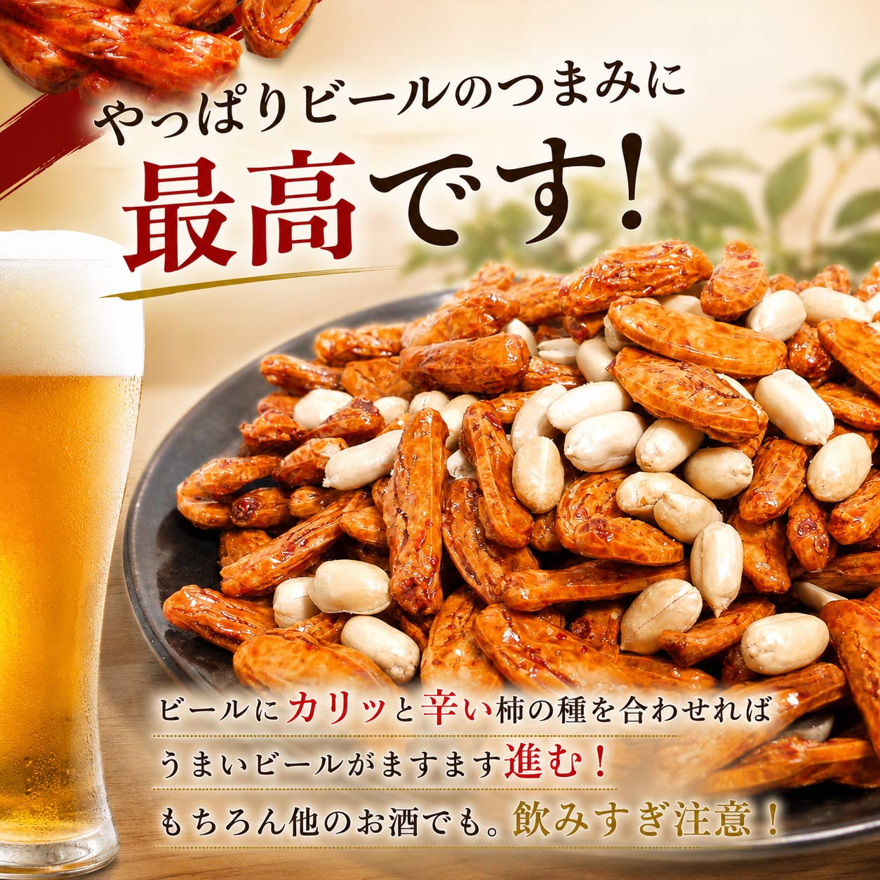 大粒柿の種とピーナッツ たっぷり300g