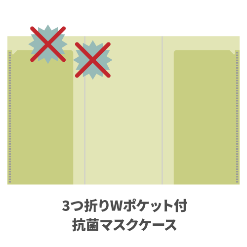 3つ折りWポケット付抗菌マスクケース 100枚 （OPP袋入れなし）