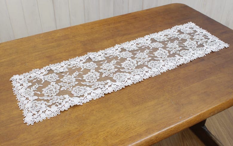 チュールレース テーブルセンター 約25×90cm [NOBLE FLOWER]