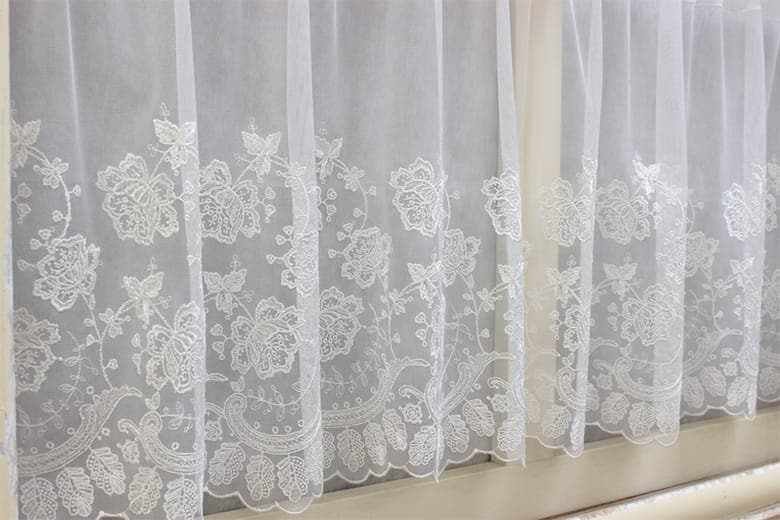 チュールレース カフェカーテン 約120×45cm｜インテリアレース
