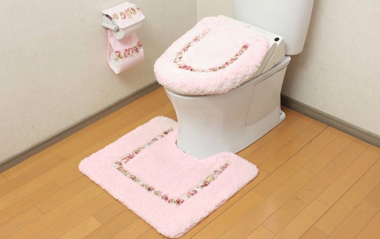 Rose Mousse マイクロファイバー トイレ蓋カバー 約50×52cm / アミ