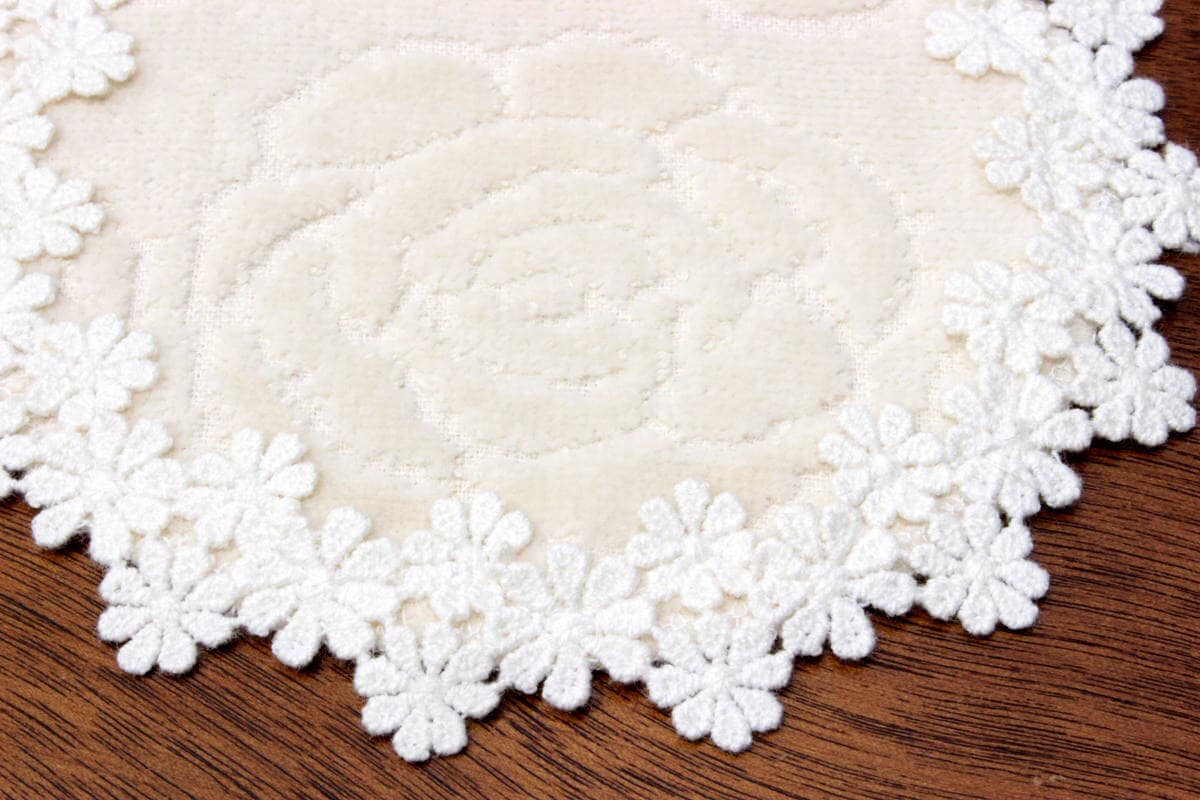 Rose towel ジャカード織 タオル コースター 約15cm / アミ・ブルージュ｜アミ・ブルージュ｜レース・刺繍・インテリア雑貨のお店