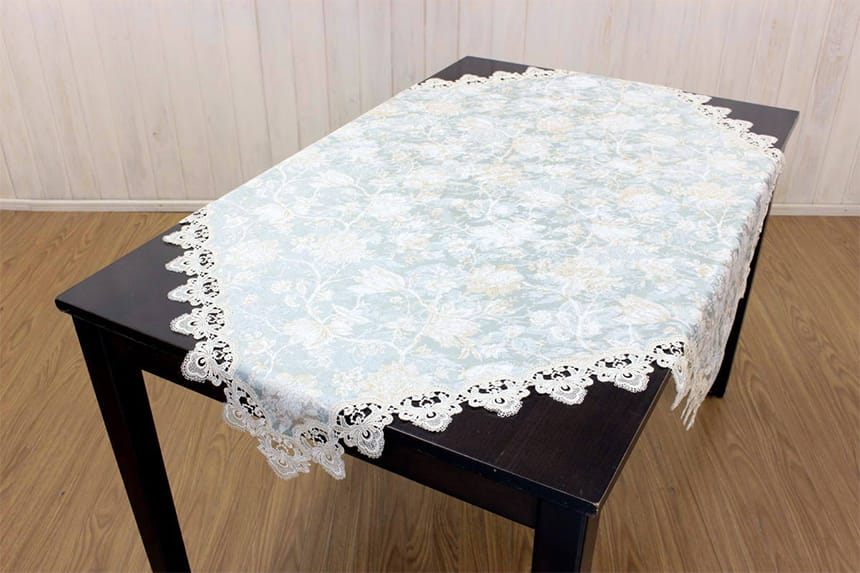 Turquoise　撥水加工ジャカード織 テーブルクロス 約110×110cm