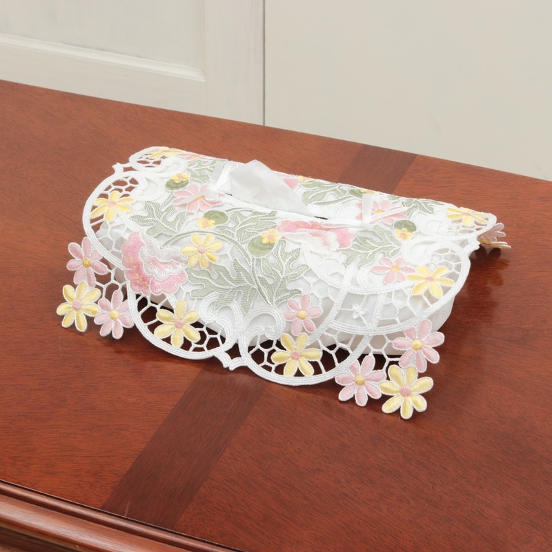 anemone mistral 総柄刺繍 ティッシュボックスカバー 約26×12×11cm