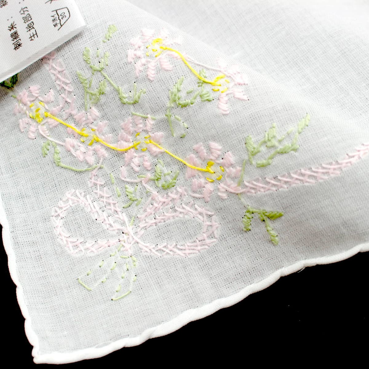 アミブルージュ,スワトウ手刺繍,レース,ハンカチ