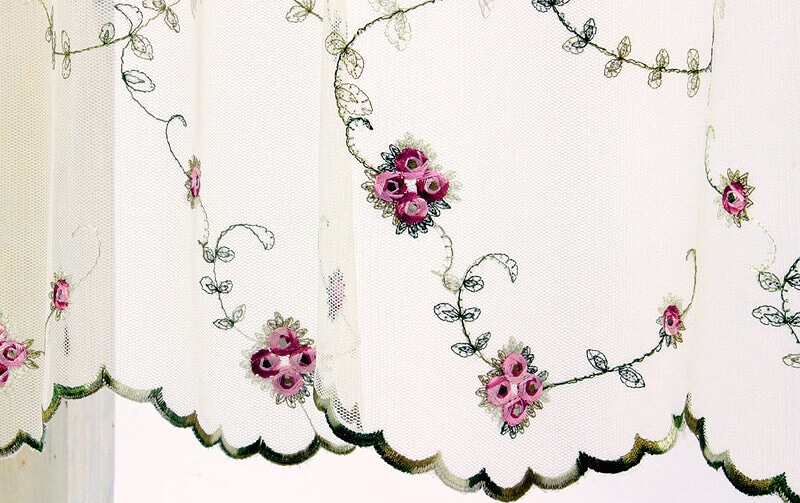 SALE】チュールレース＆ローズ刺繍 カフェカーテン 約150×45cm