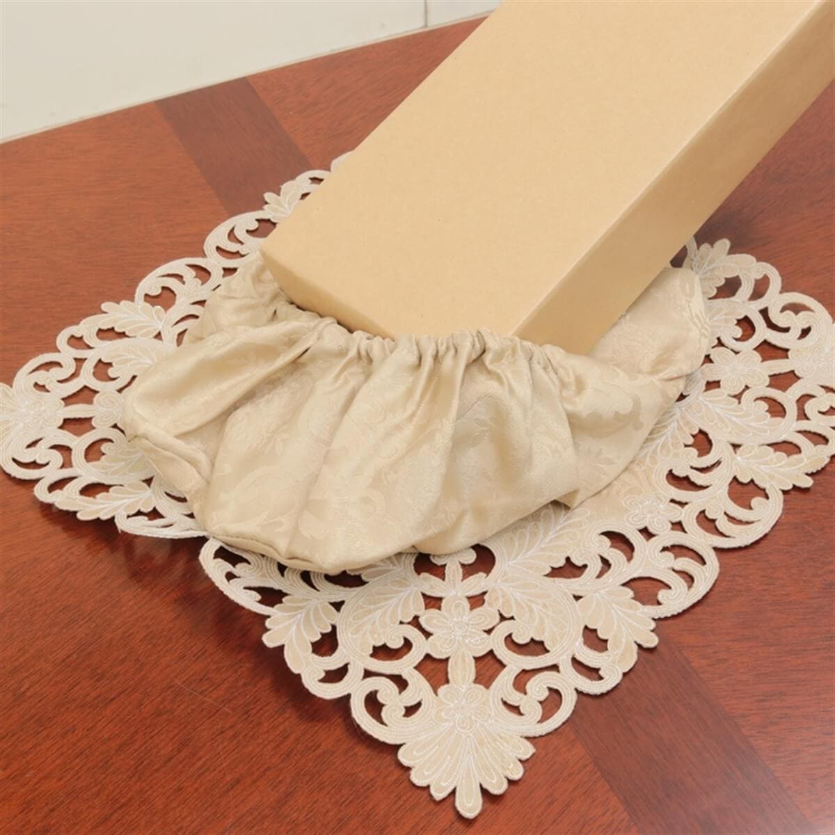 ティッシュボックスカバー コード刺繍 約12×26×11cm [Victorian Damask