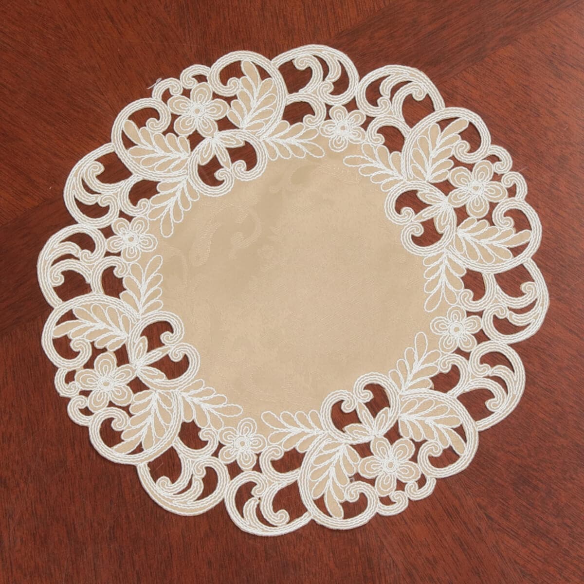 ドイリー コード刺繍 約25×0cm [Victorian Damask]｜インテリアレース