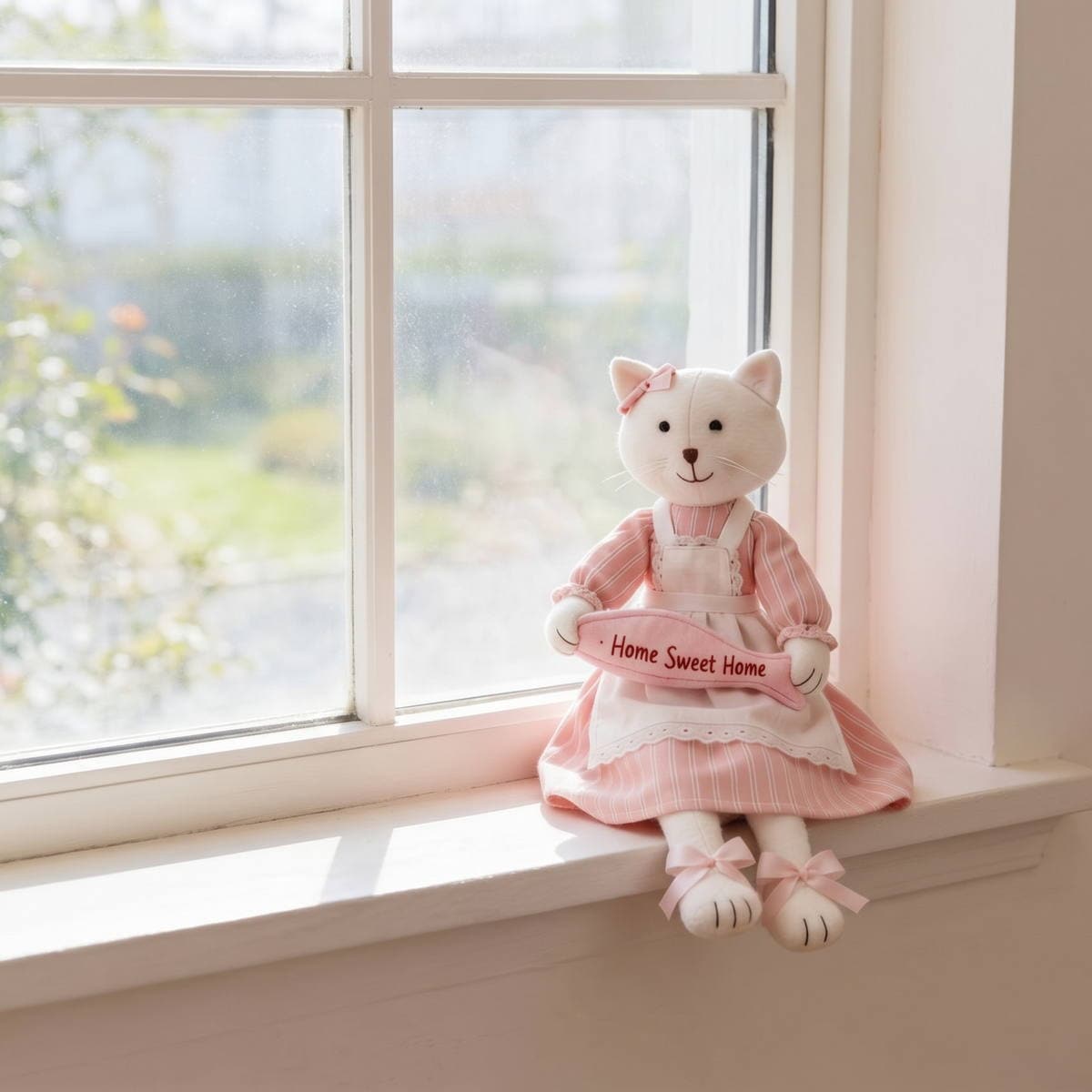エプロン姿のおすわりネコちゃん 全長 約40cm｜インテリアレース