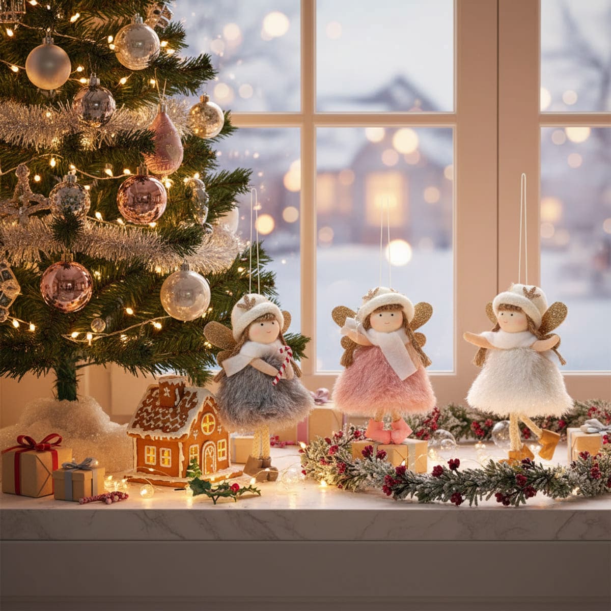 Xmas オーナメント 天使 約15×9×4cm｜インテリアレース・テーブル