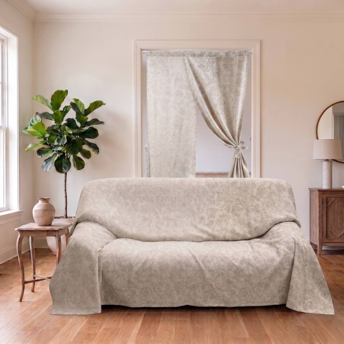 新品　ジャガード ローズ柄　花柄　ベッド　ソファ　こたつカバーなどマルチクロス 新品 ジャガード ローズ柄 花柄 ベッド ソファ こたつカバーなどマルチ