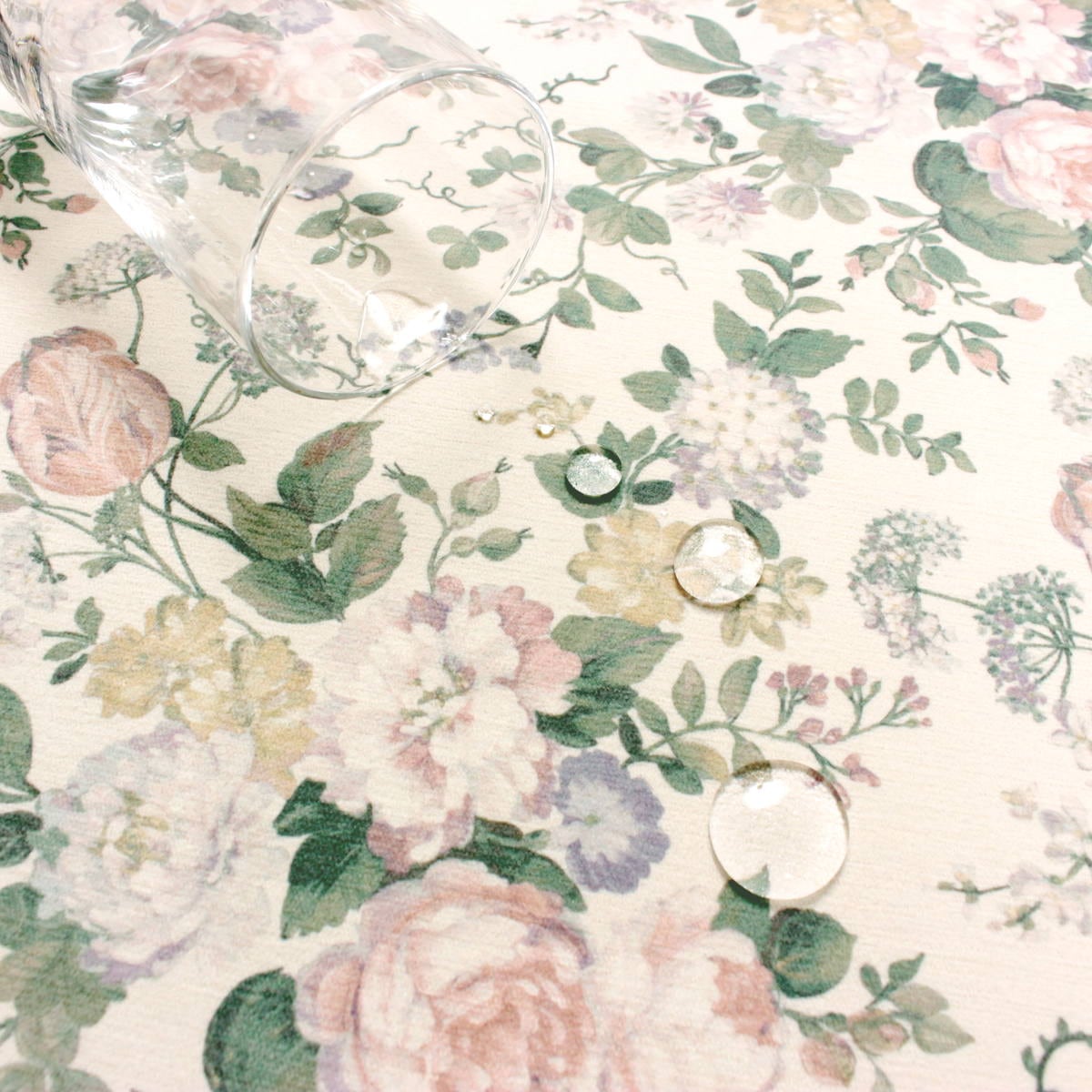 撥水加工フラワープリント生地 アミブルージュ,ヨーロッパ,インテリア,はっ水,撥水