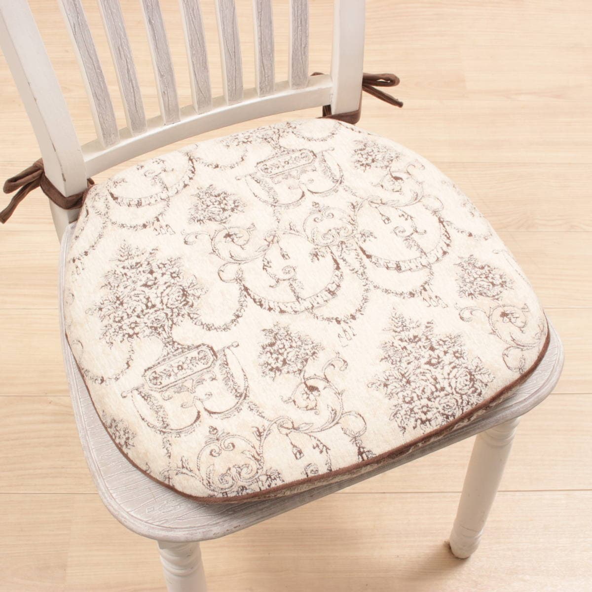 シェニール織 紐付シートクッション 約43×45cm [Toile Classique