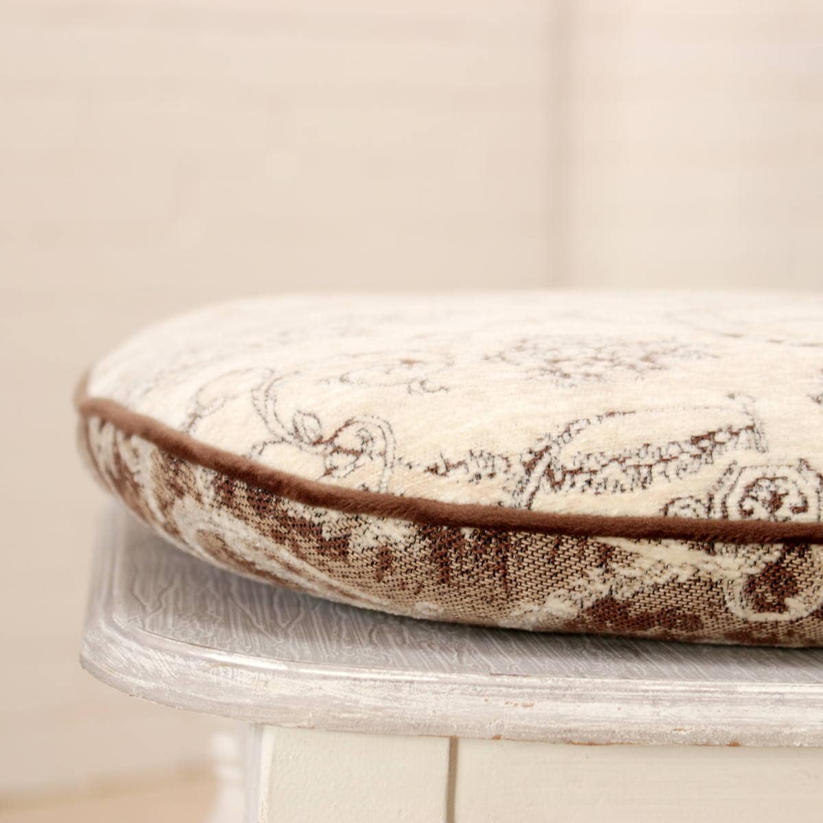 シェニール織 紐付シートクッション 約43×45cm [Toile Classique