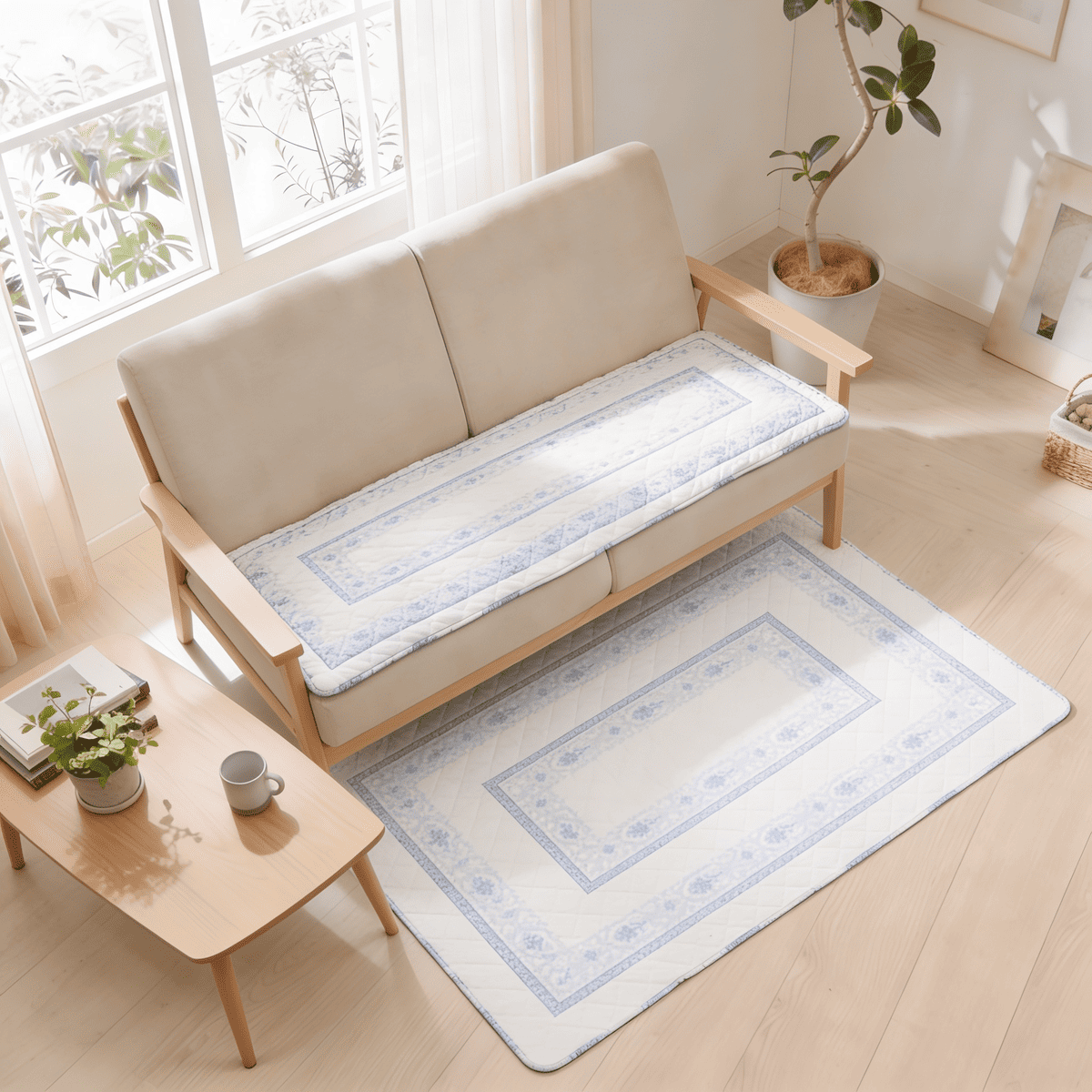 ami-brugge,接触冷感,キルティング,植物柄,シートクッション