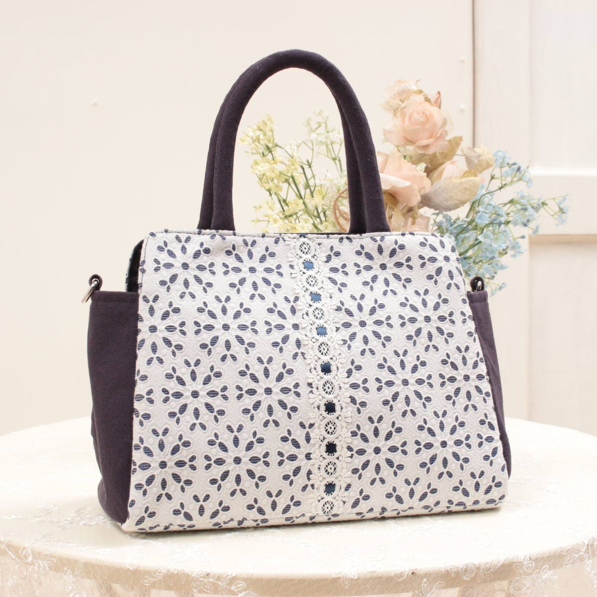 Lace Motif 2-Way Handbag (Approx. 20×27×12 cm) [Tone Blanc] | eBay