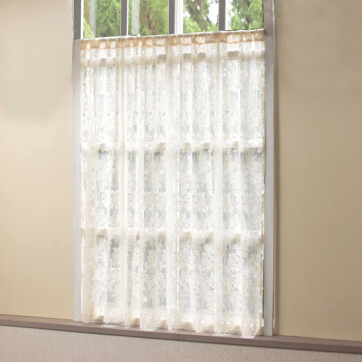 チュールレースカフェカーテン メモワールの120cm丈
