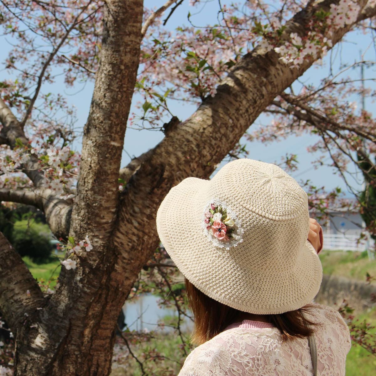 アミブルージュ,レース,刺繍,お帽子,バケットハット,バケハ,透かし,編み