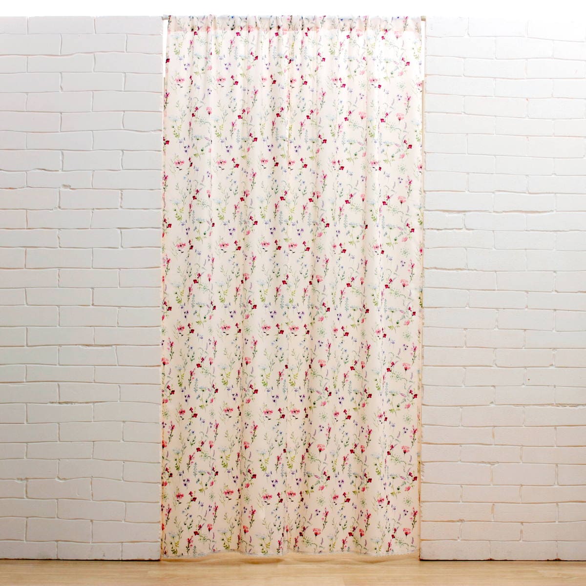 水彩画風 ボタニカルフラワープリント スタイルのれん 約120×180cm