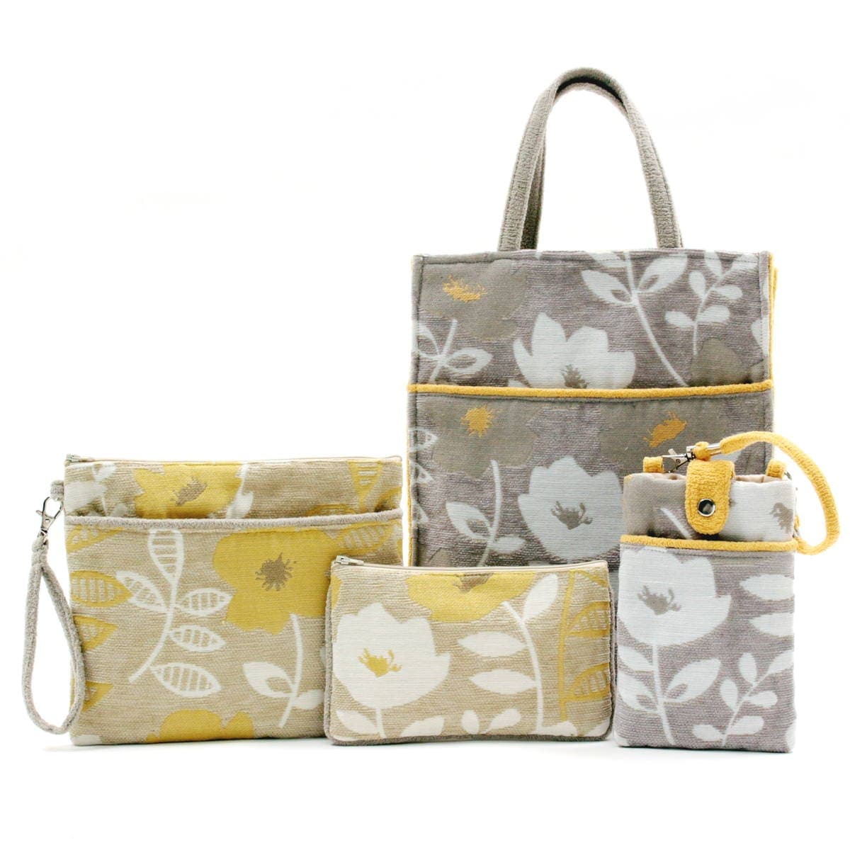 毎日持ち歩きたいバッグ&ポーチが4タイプ アミブルージュ,amibrugge,インテリアレース,ファブリック,シェニール織,ポーチ,バッグ