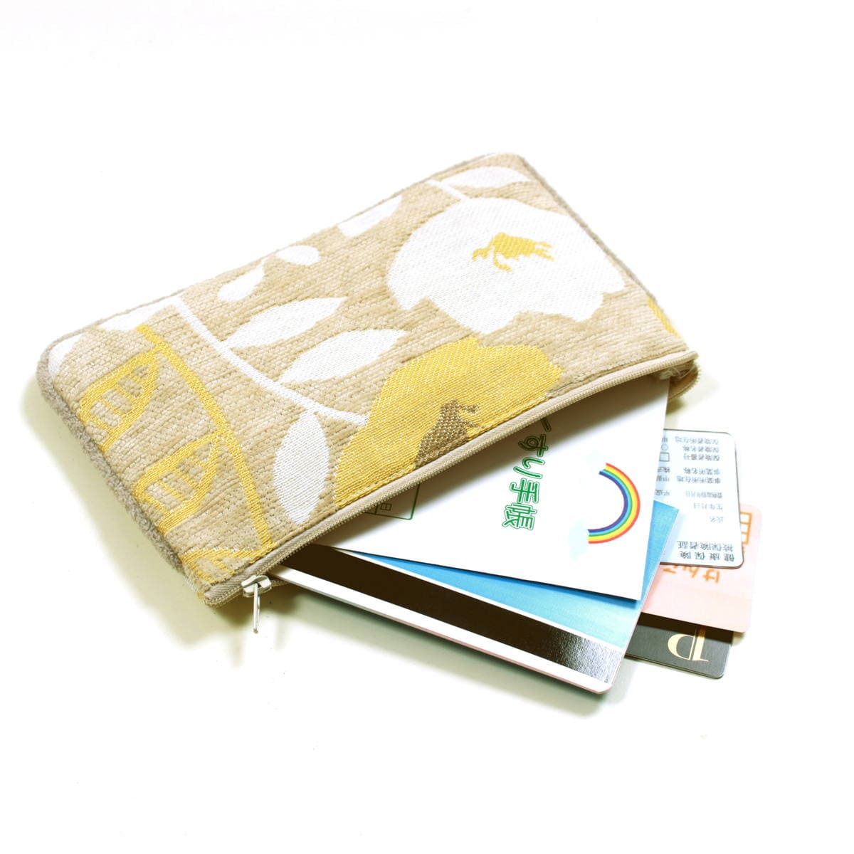 マチなしフラットタイプのファスナーポーチ アミブルージュ,amibrugge,インテリアレース,ファブリック,ポーチ,バッグ