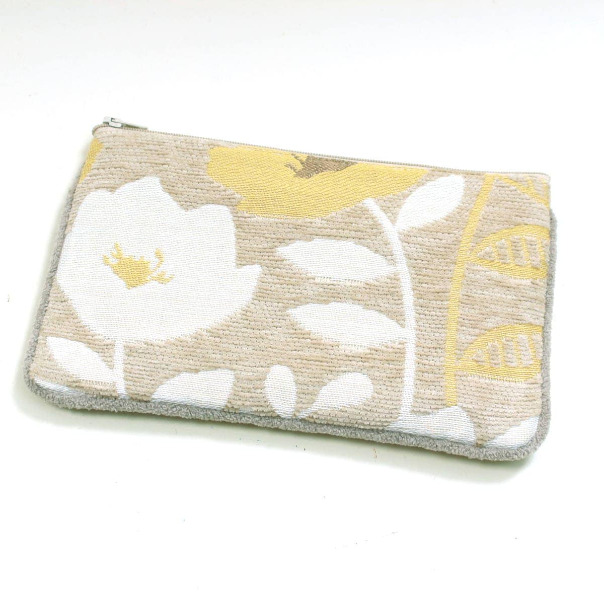 グリ・エ・ジョーヌのフラットポーチ アミブルージュ,amibrugge,インテリアレース,ファブリック,ポーチ,バッグ