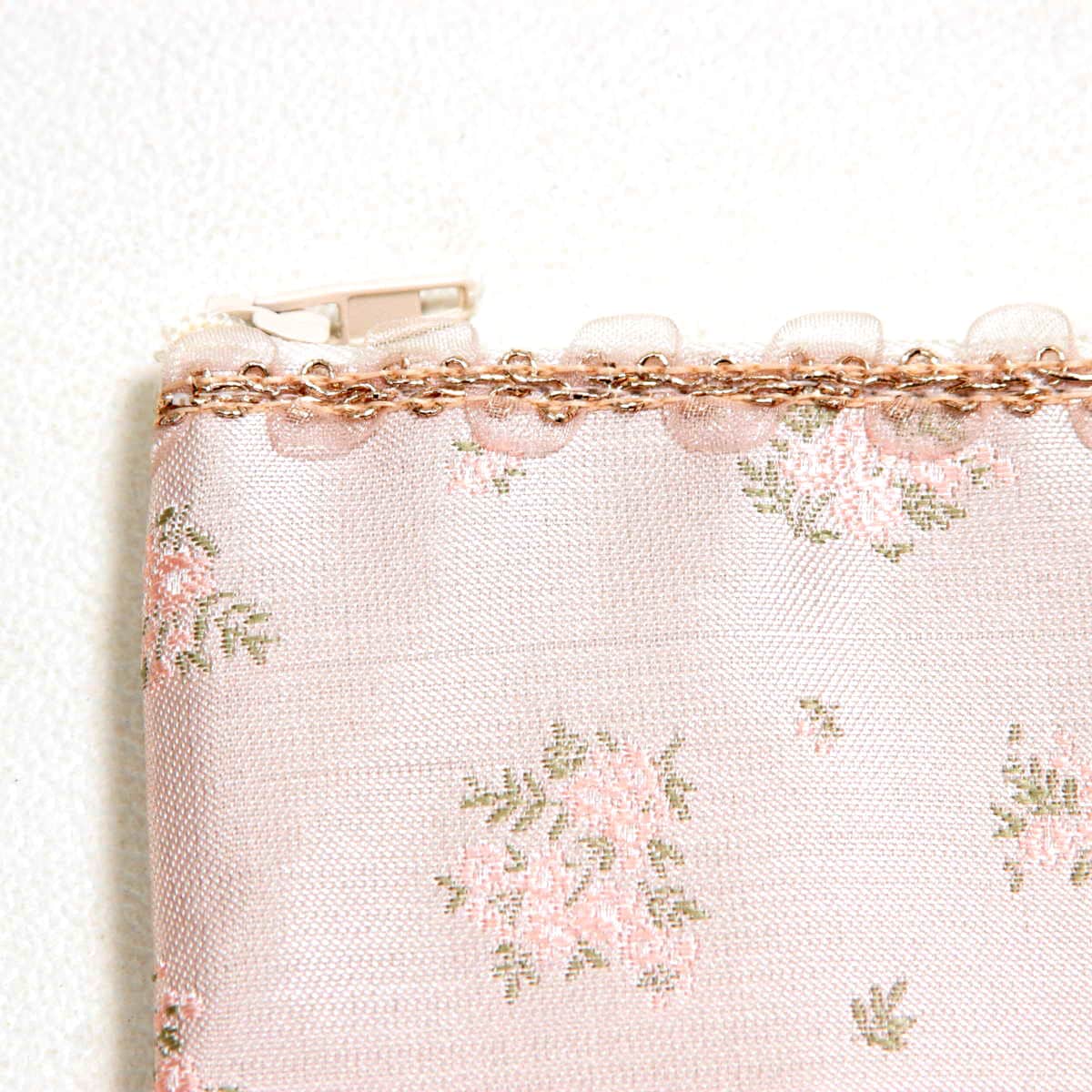 小花柄 フラットポーチ 約12×20cm [Fleur Ros?]｜インテリアレース