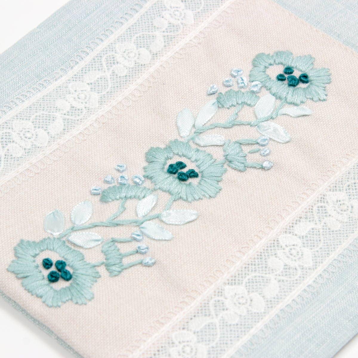巾着L フローラル刺繍 約17×22cm [Atelier Bloom]｜インテリアレース