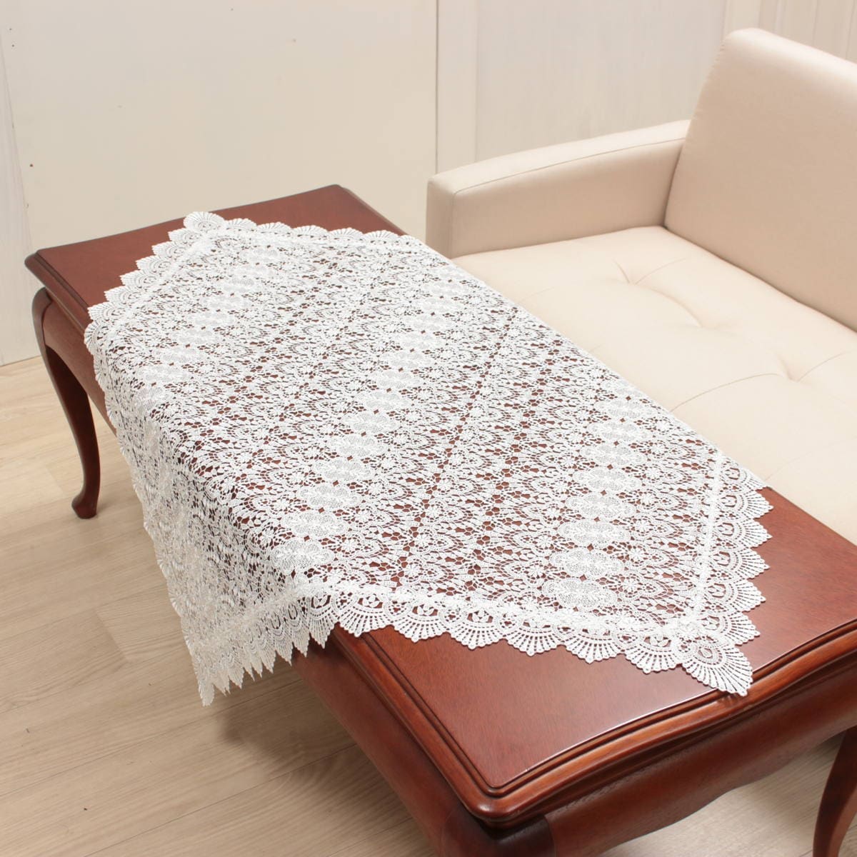 テーブルクロス 総ギュピールレース 約90×90cm [Lacielle]｜インテリア