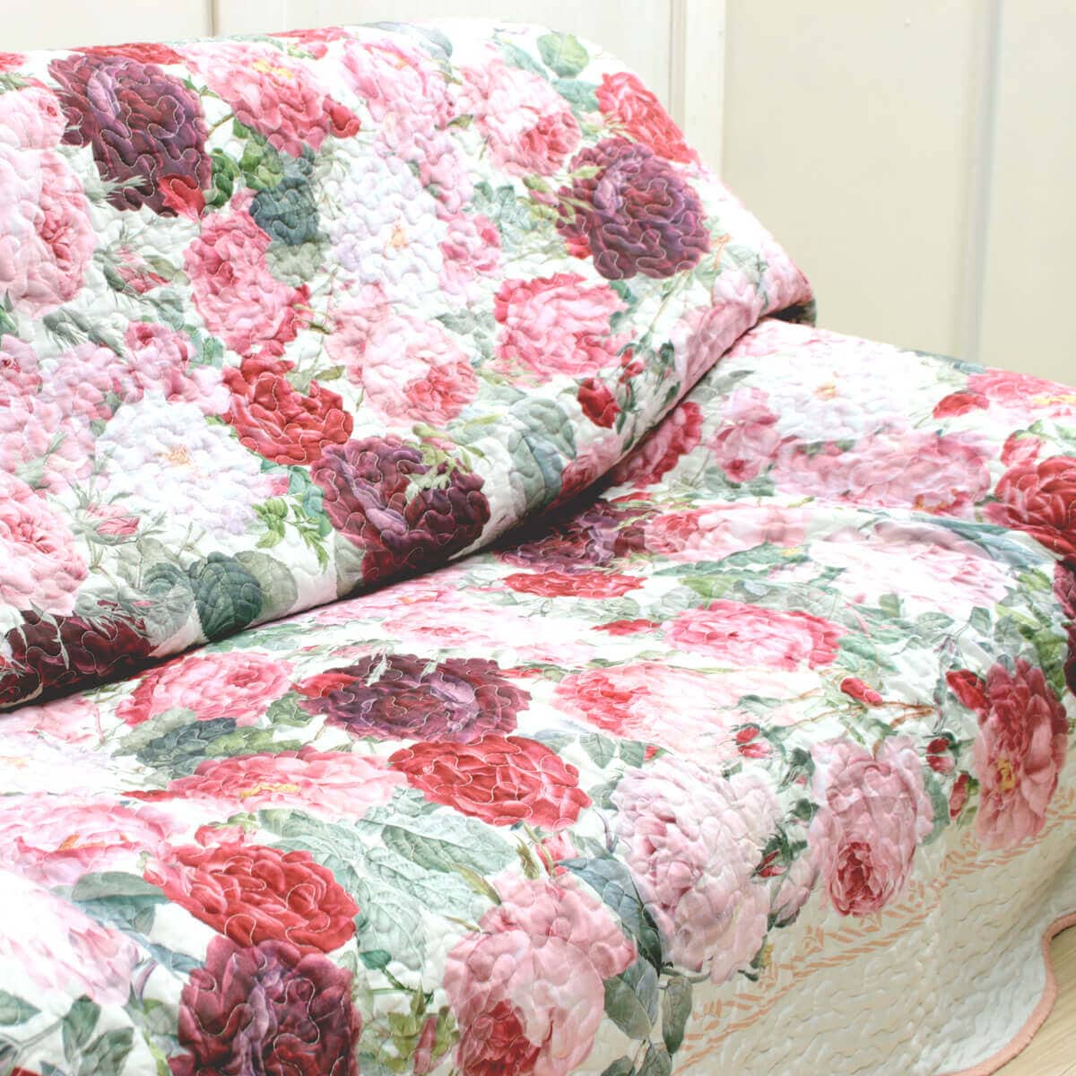 SALE】プリントキルト マルチカバー 約200×200cm｜インテリアレース