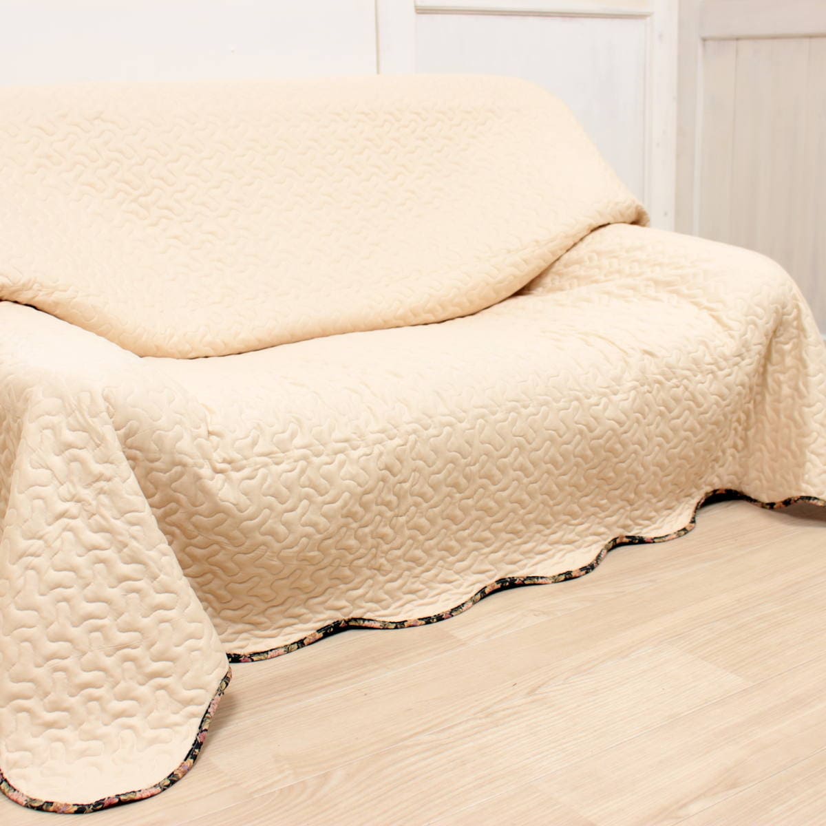 マルチカバー パッチワーク風プリントキルト 約200×250cm｜インテリア