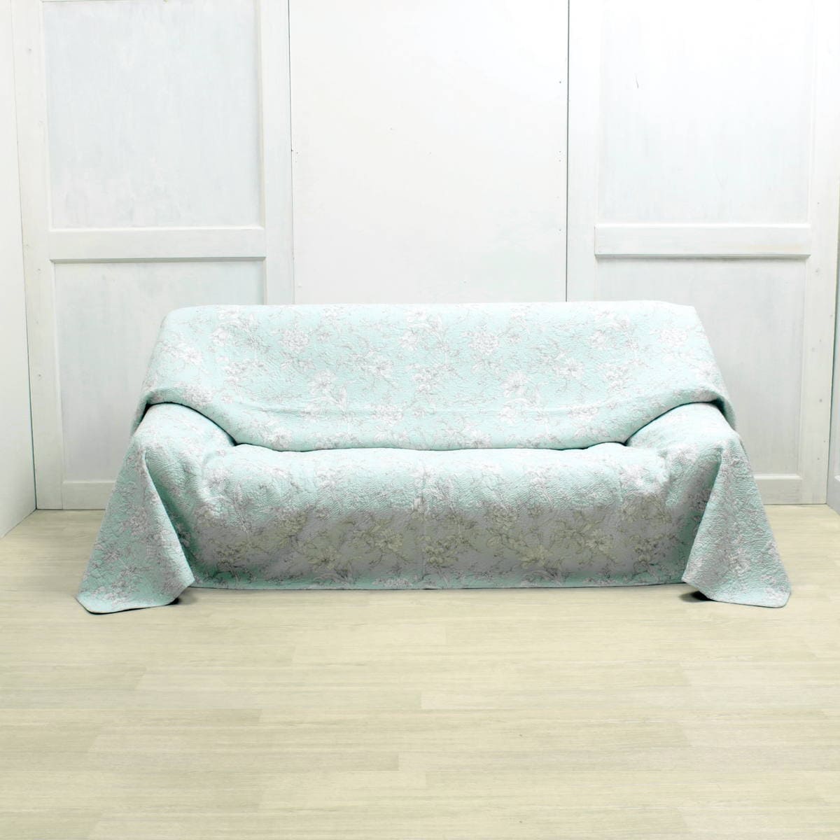 コットン多針キルト マルチカバー 約200×250cm [calm mint]