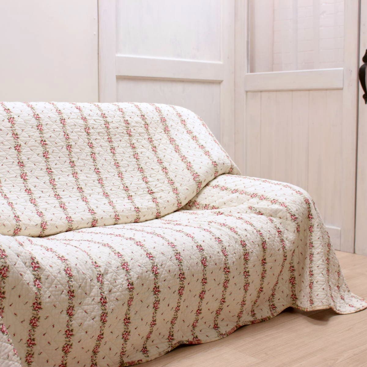 アミブルージュ,懐かしい,ローズ柄,キルト,マルチカバー,ソファカバー,200×250