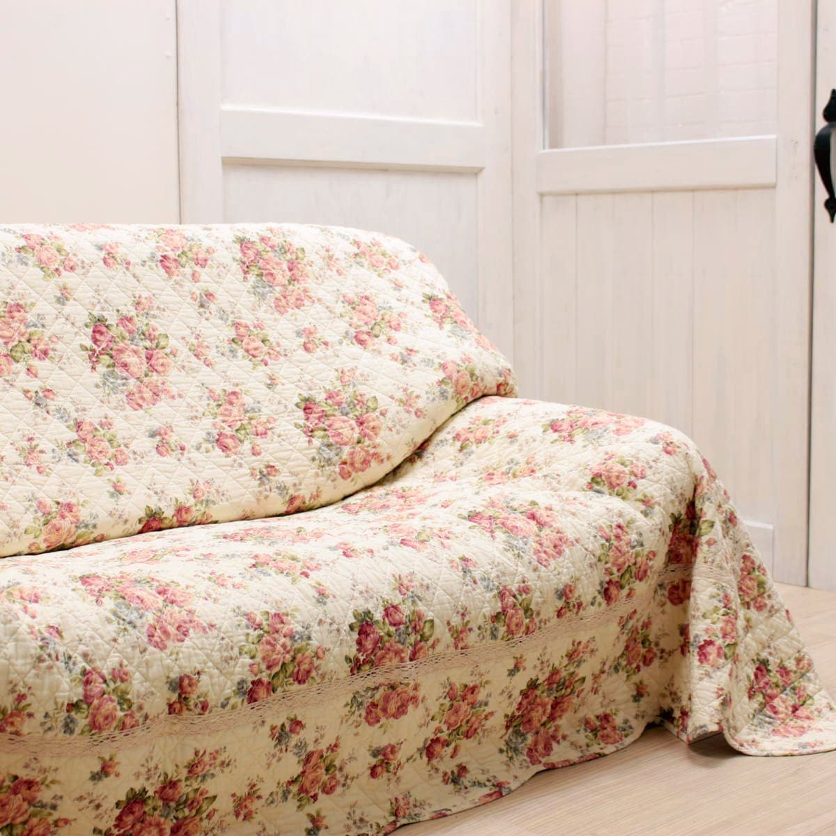 アミブルージュ,懐かしい,ローズ柄,キルト,マルチカバー,ソファカバー,200×250