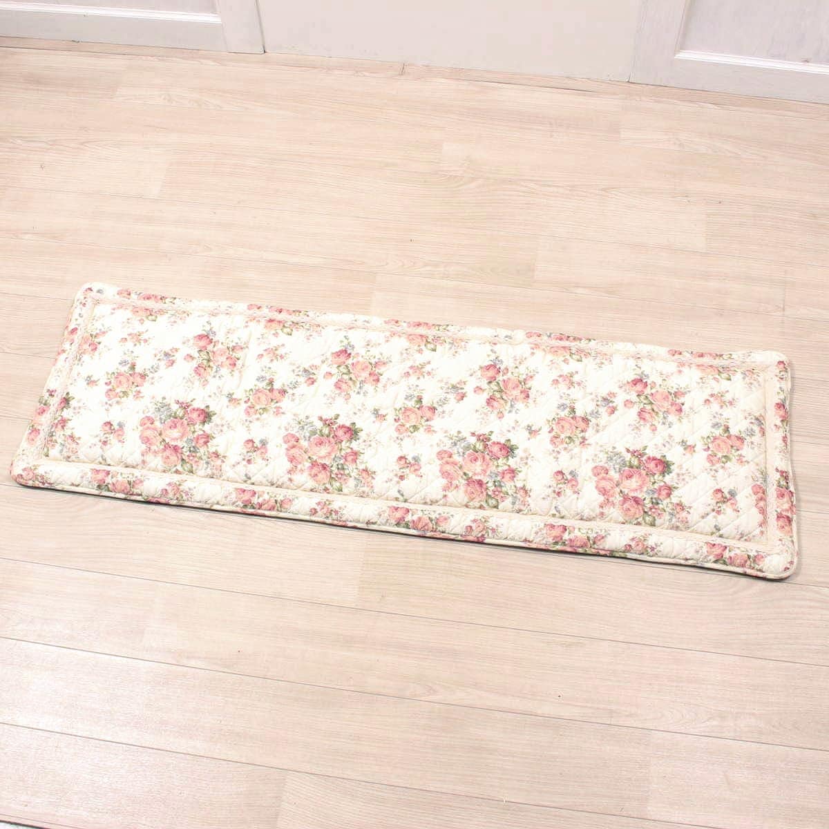 ローズ柄のプリントコットンキルト アミブルージュ,懐かしい,ローズ柄,キルティング,インテリア