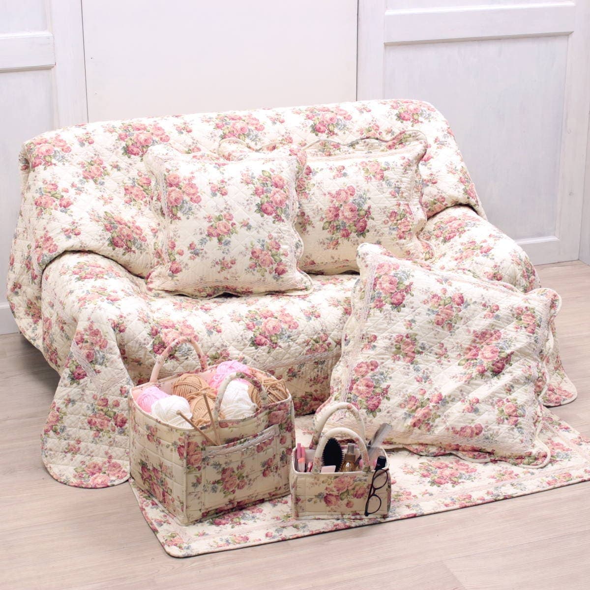 コットンキルト マルチカバー 約195×245cm [Rose Mellow]｜アミ