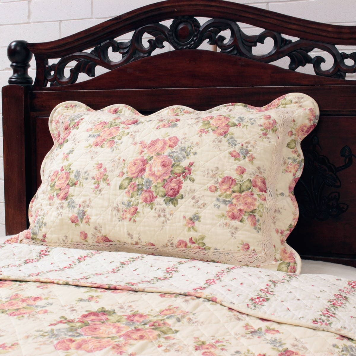 アミブルージュ,懐かしい,ローズ柄,ピローケース,43×63