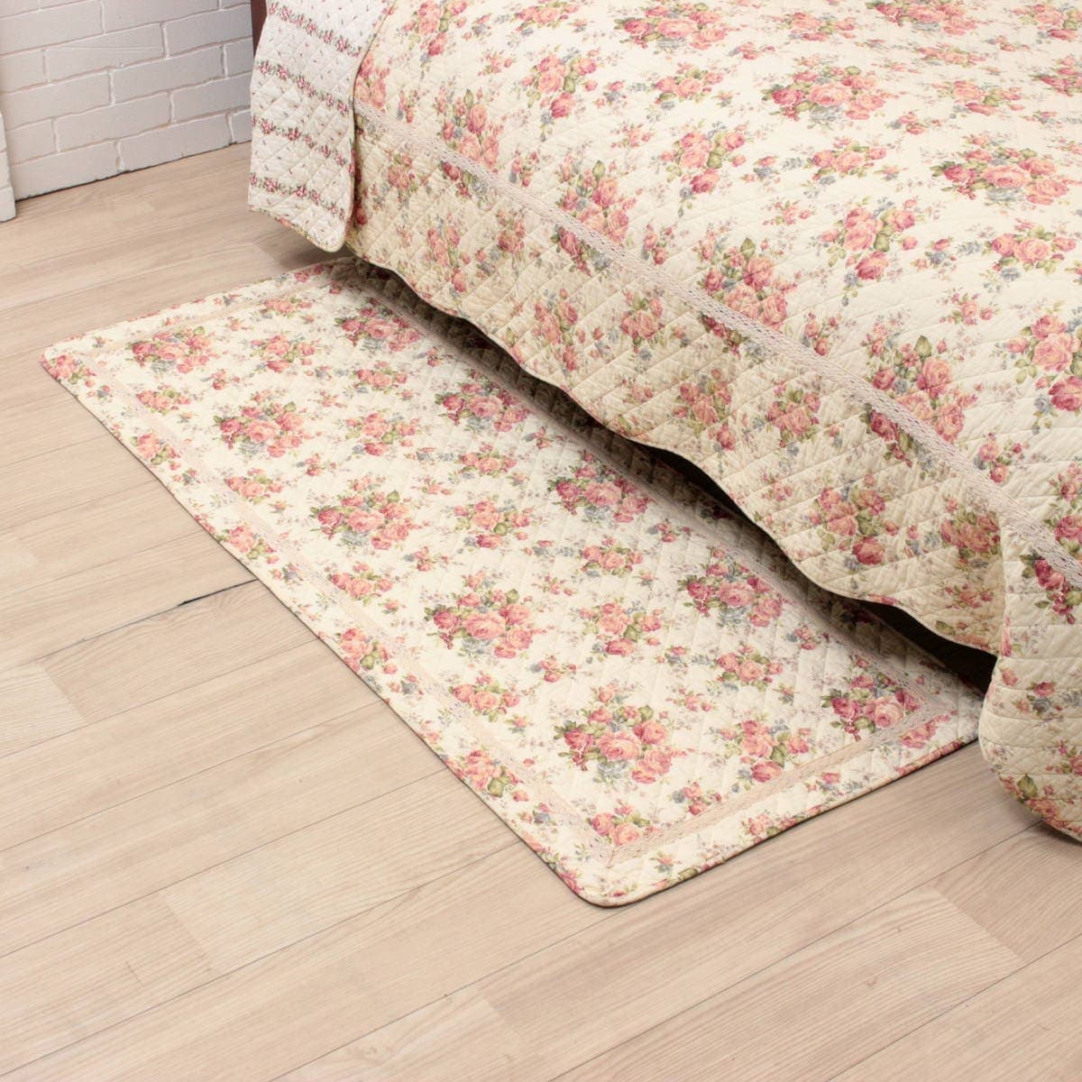 アミブルージュ,懐かしい,ローズ柄,キルト,マット,足元