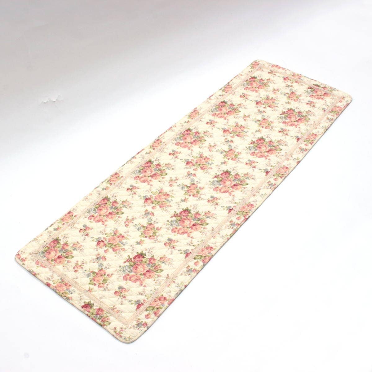 ローズ柄キルトのロングマット180cm アミブルージュ,懐かしい,ローズ柄,マット,足元,すべりにくい