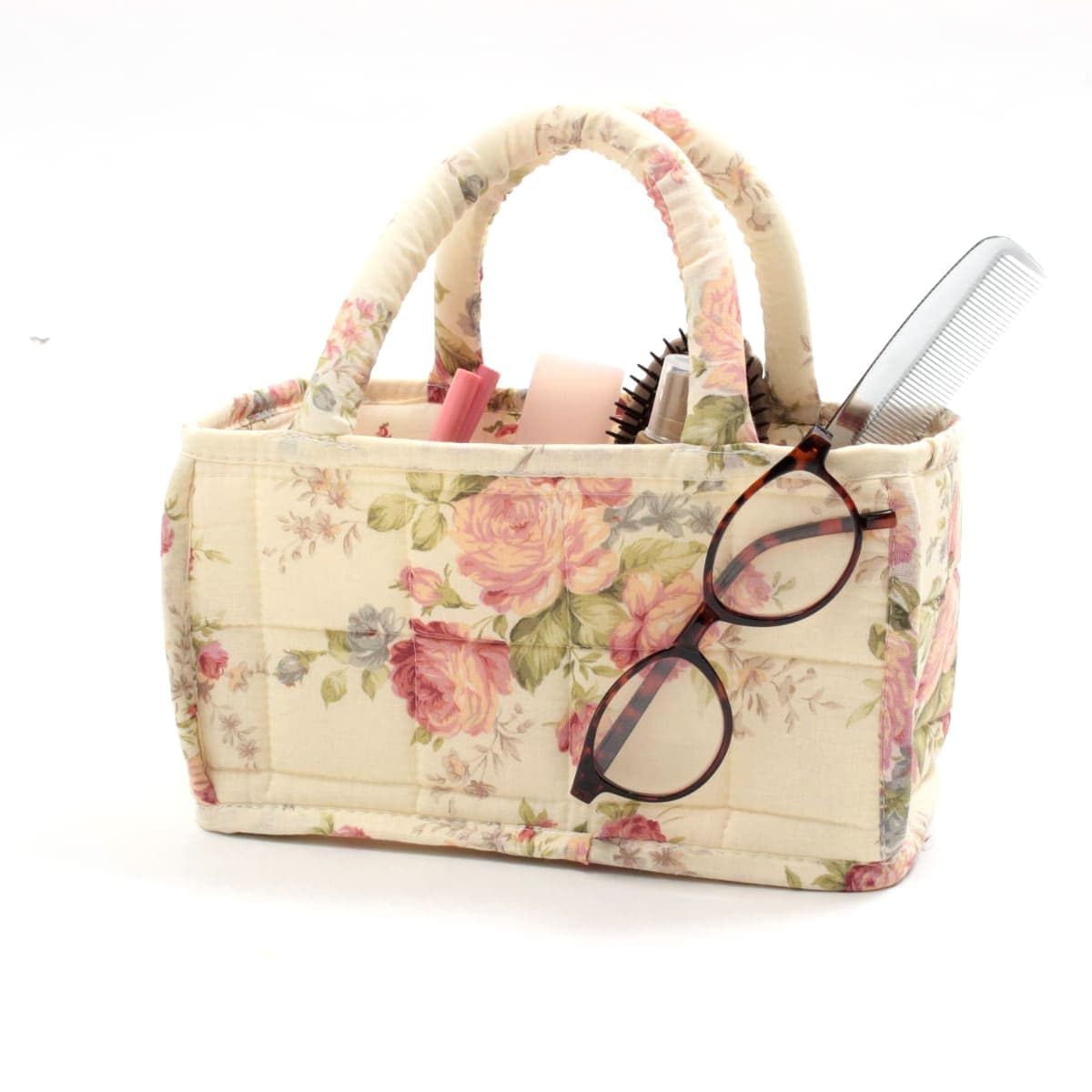 コスメ用品の整理にも ami-brugge,コットン,キルティング,花柄