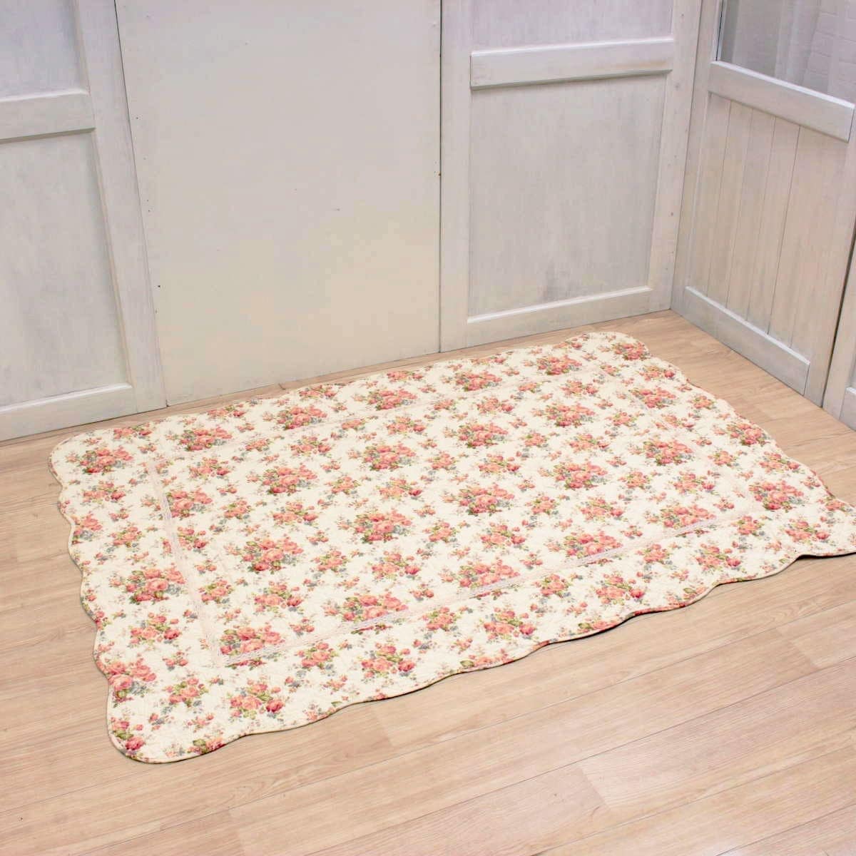 アミブルージュ,懐かしい,ローズ柄,キルト,マルチカバー,ソファカバー,ラグ,135×195
