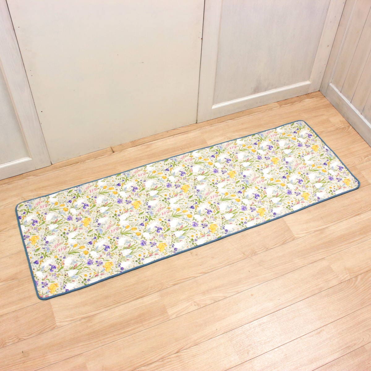 ローズ柄キルトのロングマット180cm アミブルージュ,Lapin Quiltine,ラパンキルティーヌ,マット,足元,すべりにくい