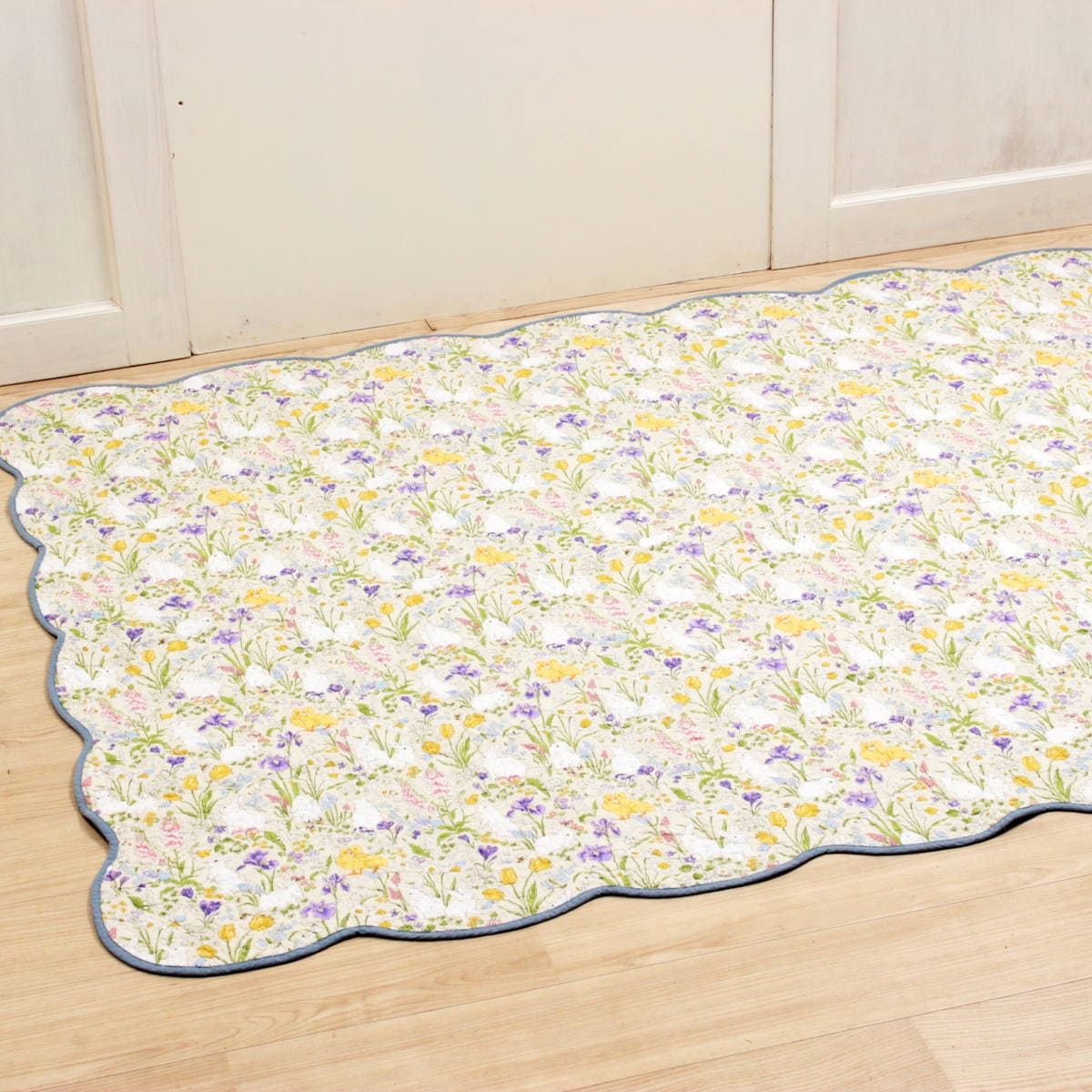 うさぎ柄キルトはリバーシブル アミブルージュ,Lapin Quiltine,ラパンキルティーヌ,キルト,マルチカバー,ベッド,スプレッド,ラグ,195×245